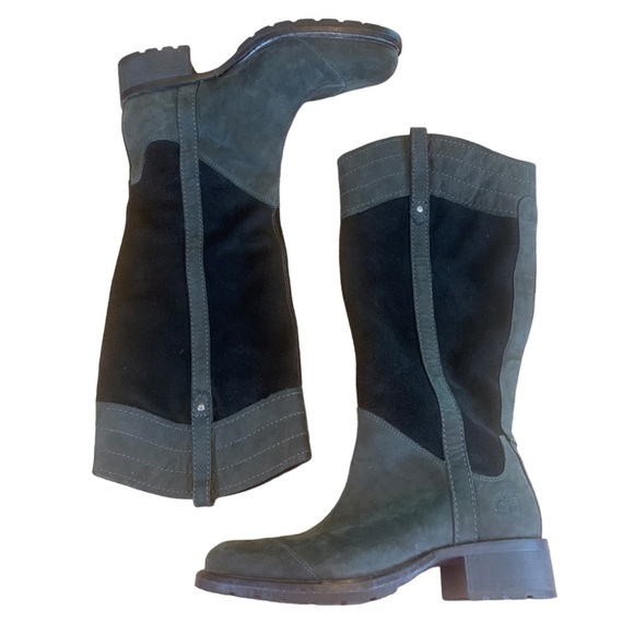 Timberland Chas St Black Leather & Suede Knee High Riding Boots Size 6.5 - Picture 4 of 15